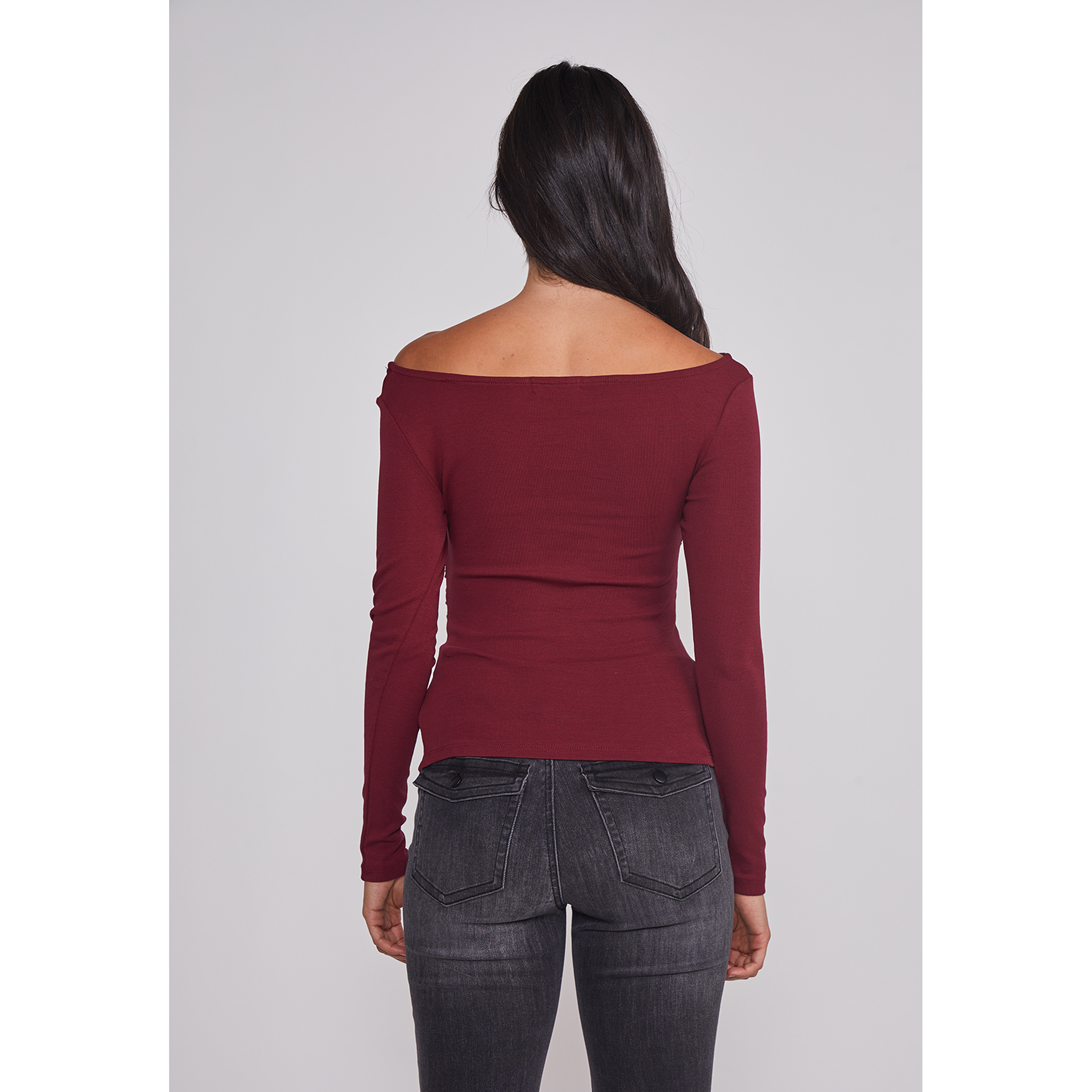 Polera Mujer Drapeada Color Burdeo Sioux 2