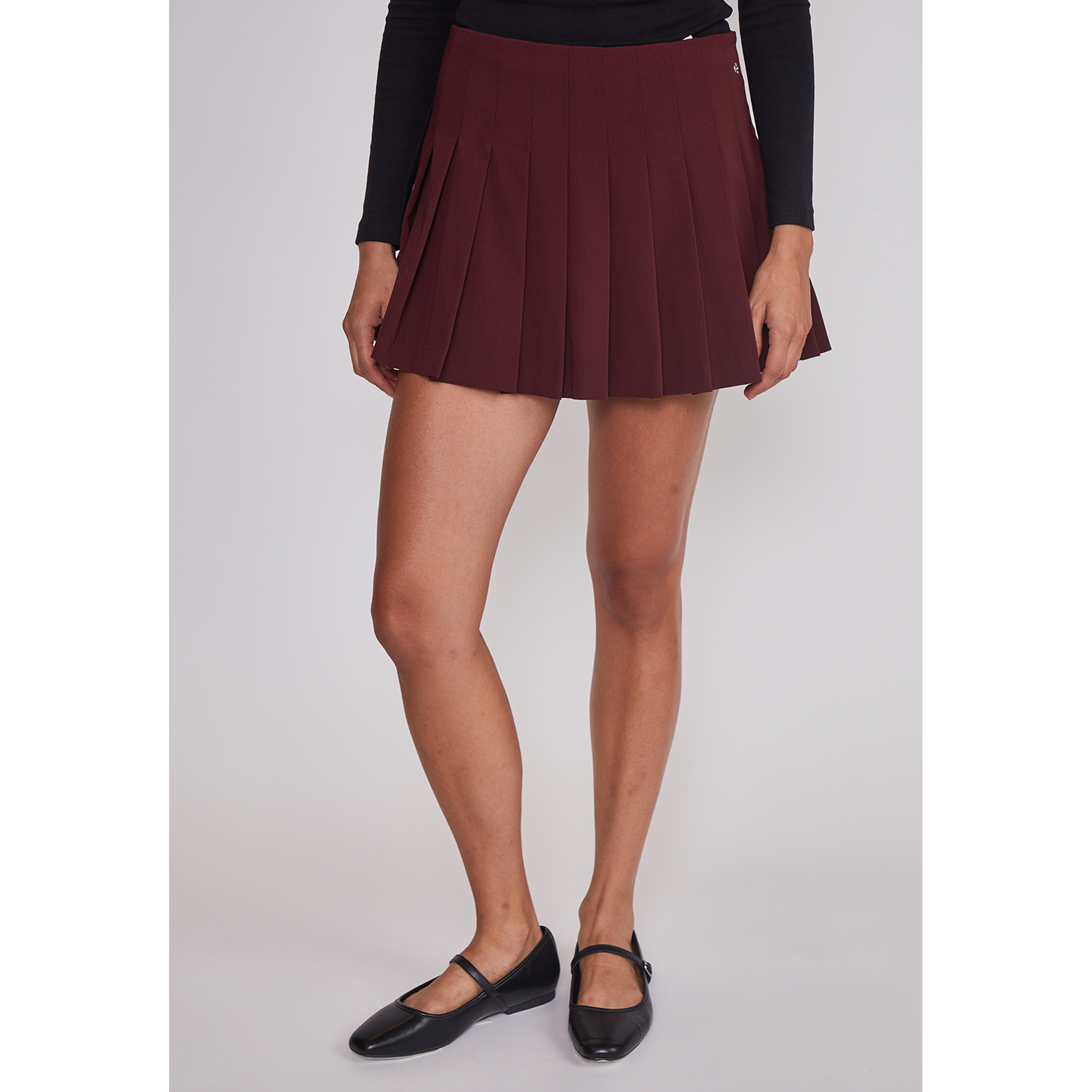 Falda Mujer Tailoring Tablas Burdeo Sioux 1