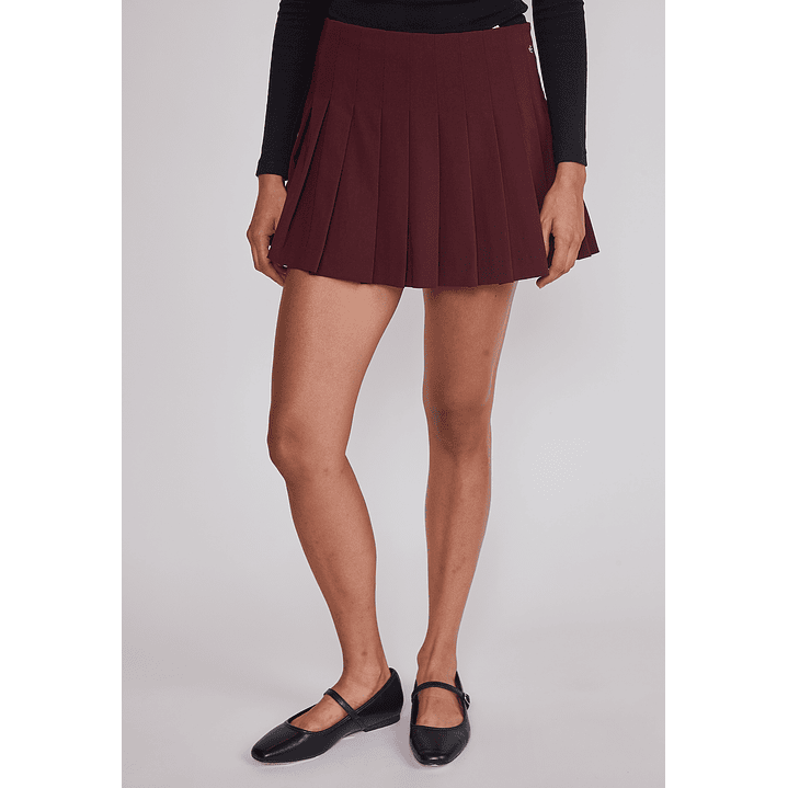 Falda Mujer Tailoring Tablas Burdeo Sioux 1