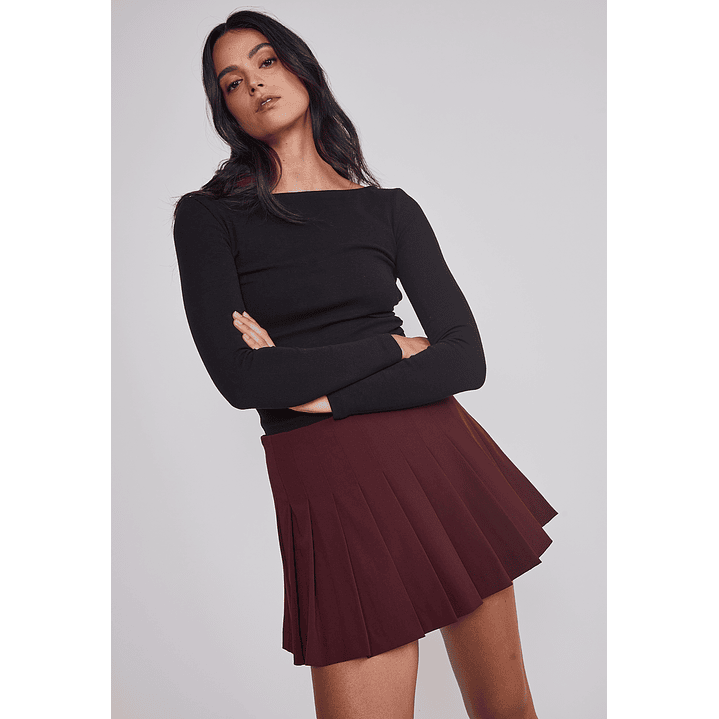 Falda Mujer Tailoring Tablas Burdeo Sioux 5