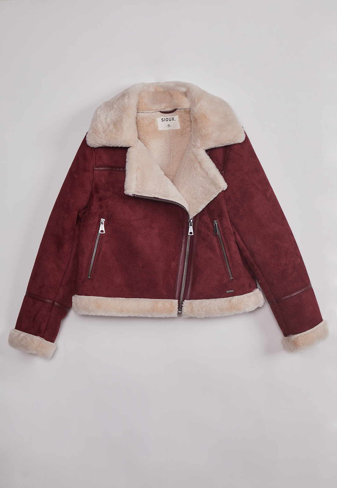 Chaqueta Mujer Aviadora Piel Burdeo Sioux 1