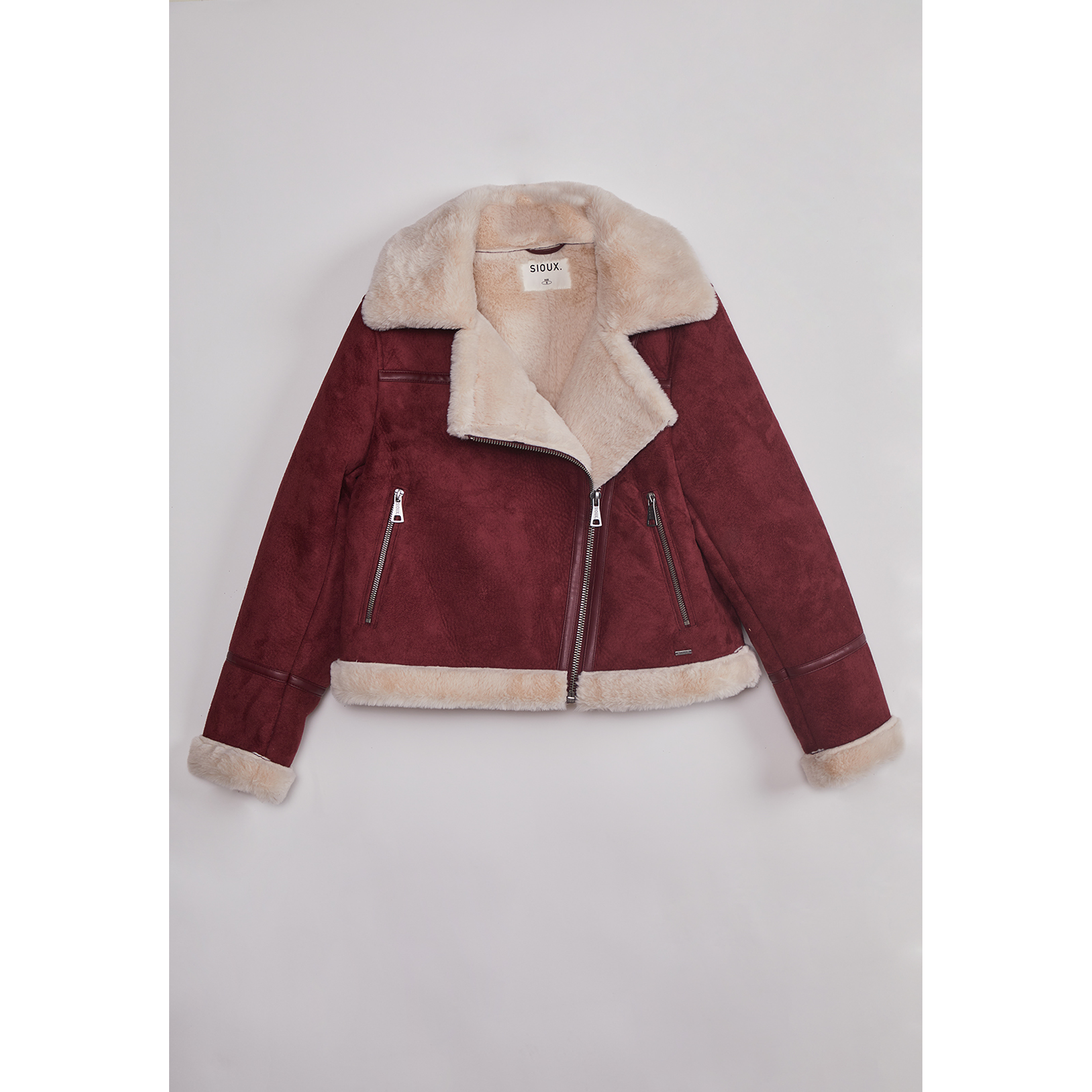 Chaqueta Mujer Aviadora Piel Burdeo Sioux 1