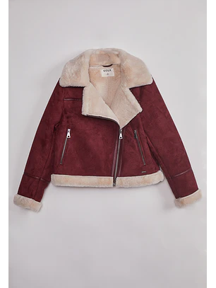 Chaqueta Mujer Aviadora Piel Burdeo Sioux