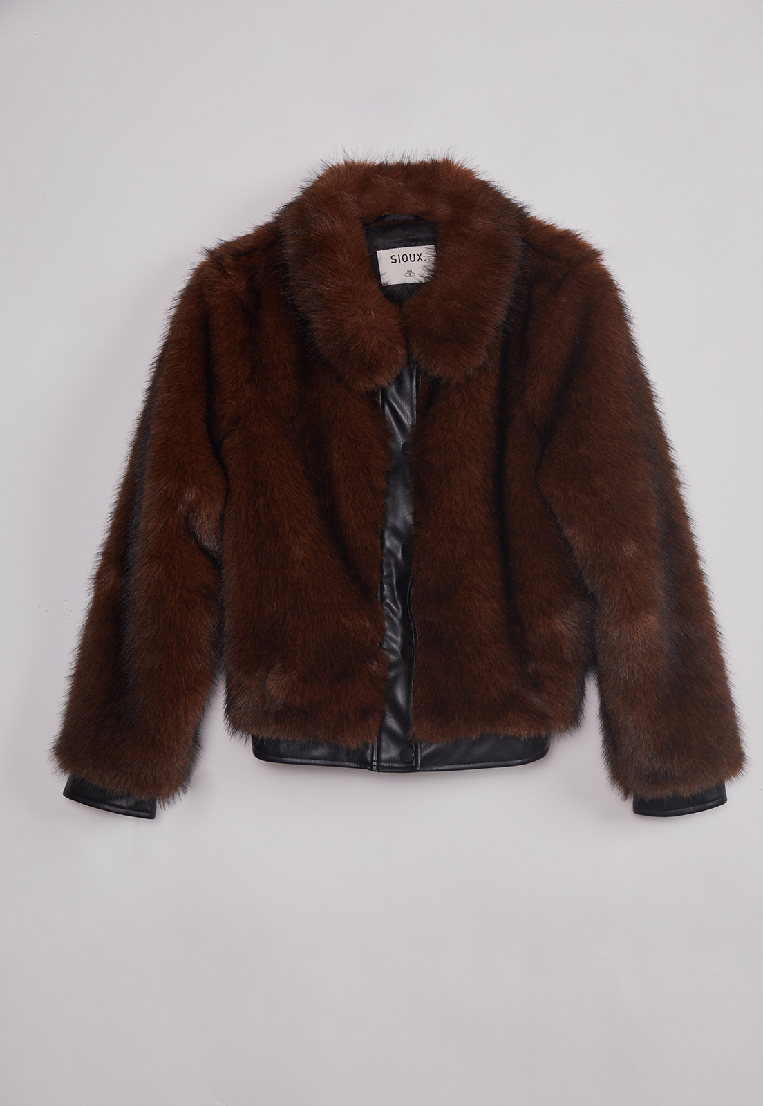 Chaqueta Mujer Detalles Ecocuero Café Sioux 1