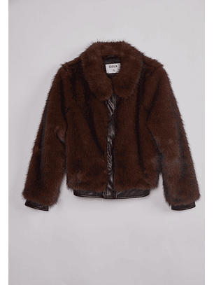 Chaqueta Mujer Detalles Ecocuero Café Sioux