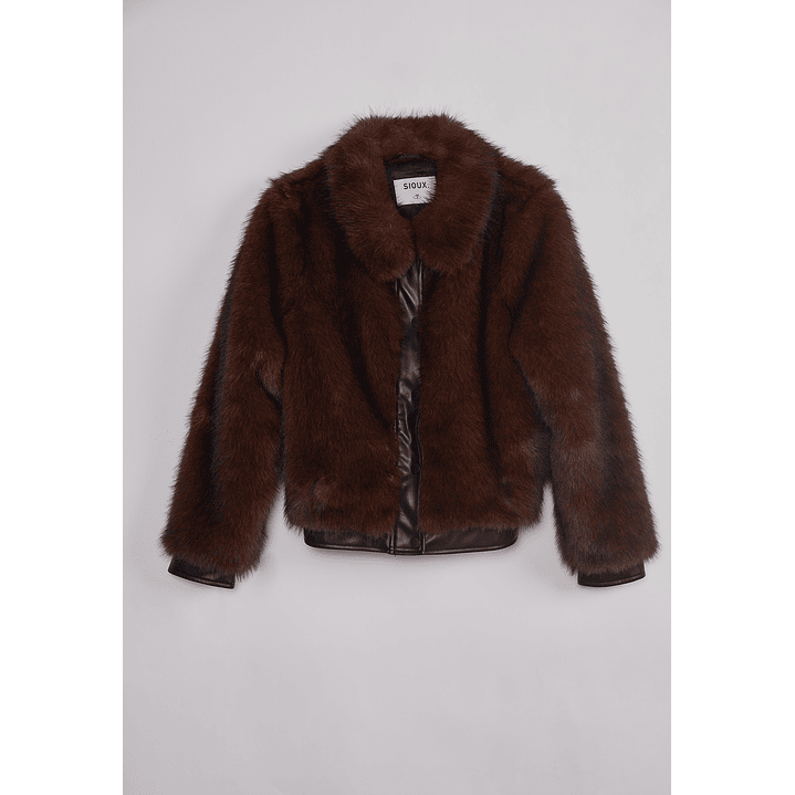 Chaqueta Mujer Detalles Ecocuero Café Sioux 1