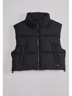 Parka Mujer Sin Mangas Crop Negro Sioux