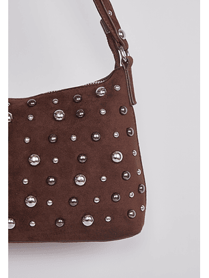 Cartera Gamuza Tachas Café Sioux