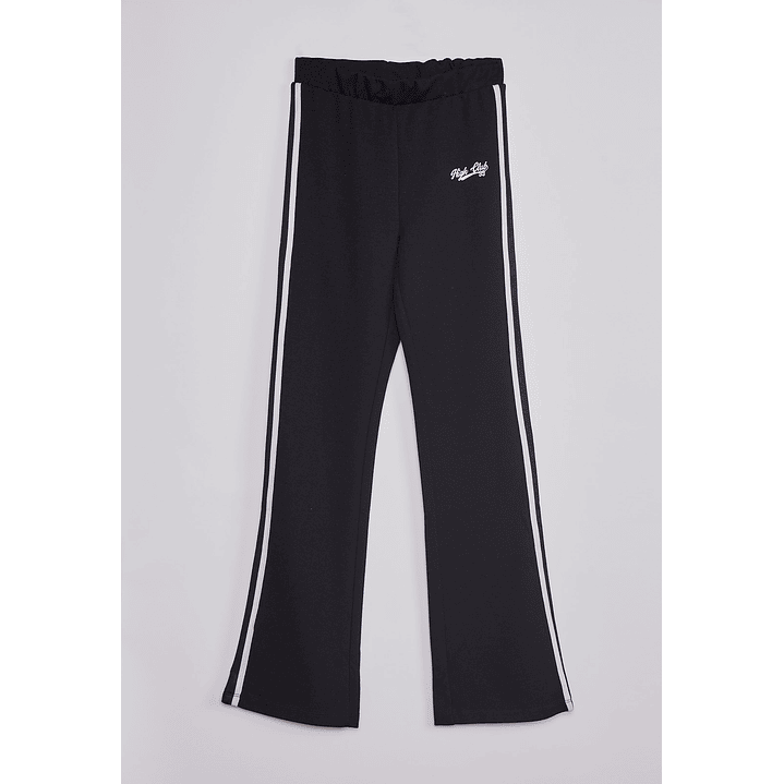 Pantalón Buzo Mujer Flare Banda Lateral Negro Sioux 1