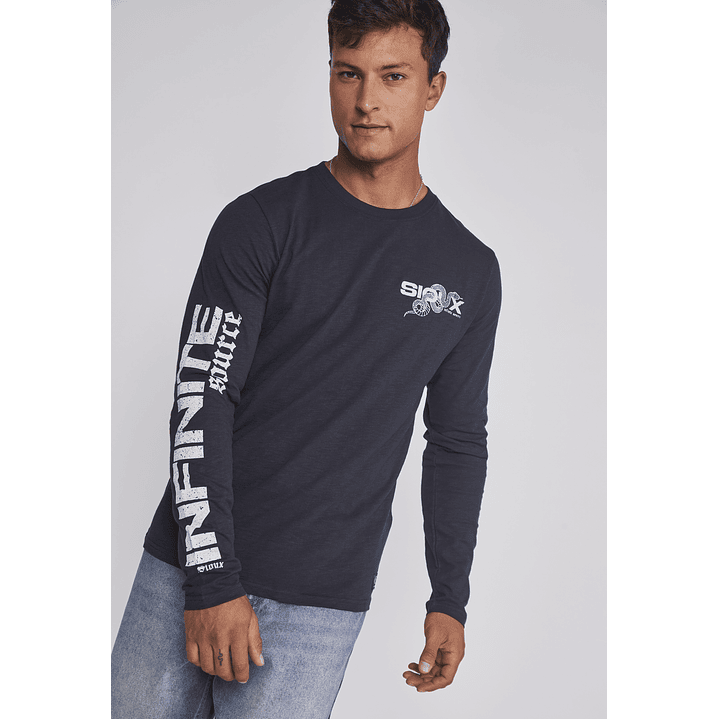 Polera Hombre Estampada Brazos Negro Sioux 5