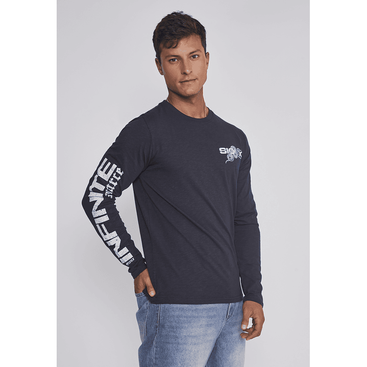 Polera Hombre Estampada Brazos Negro Sioux 1