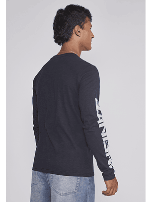 Polera Hombre Estampada Brazos Negro Sioux