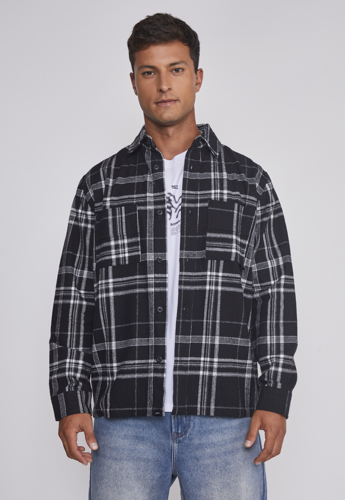 Sobrecamisa Hombre Escocesa Negro Sioux 1