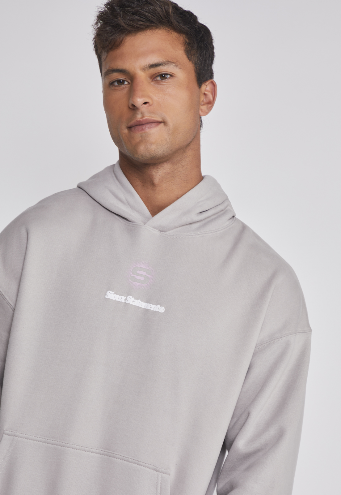 Polerón Hombre Lavado 3D Gris Sioux 4