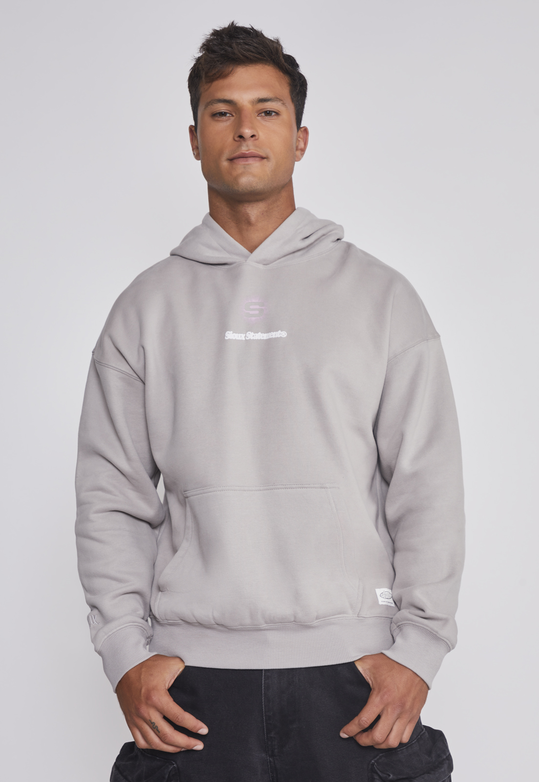 Polerón Hombre Lavado 3D Gris Sioux 1