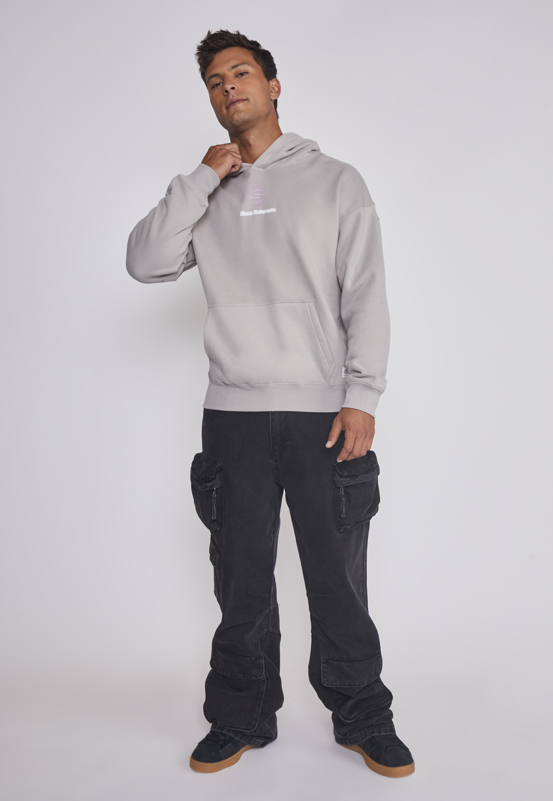 Polerón Hombre Lavado 3D Gris Sioux 3