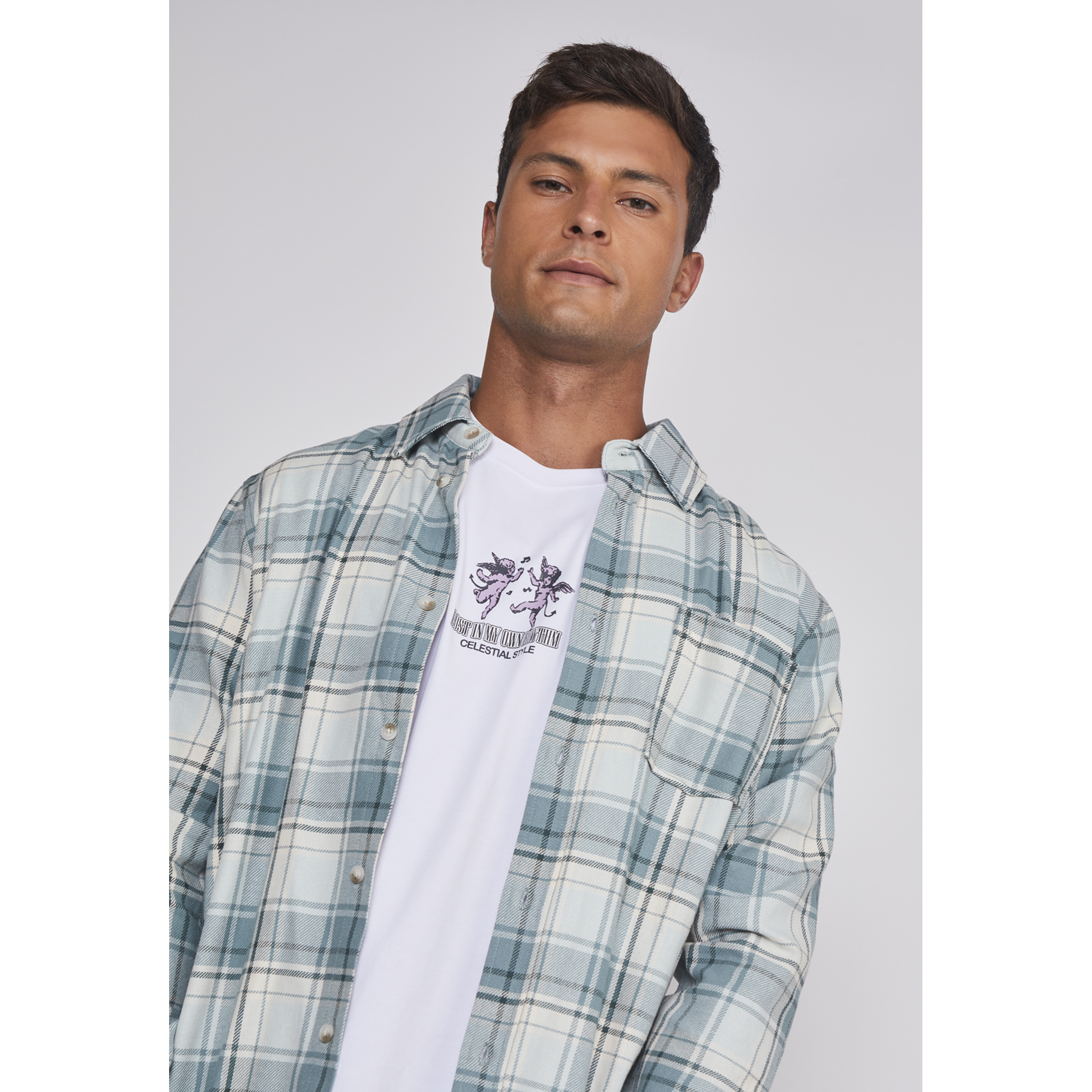 Camisa Hombre Escoces Bolsillo Verde Sioux 4