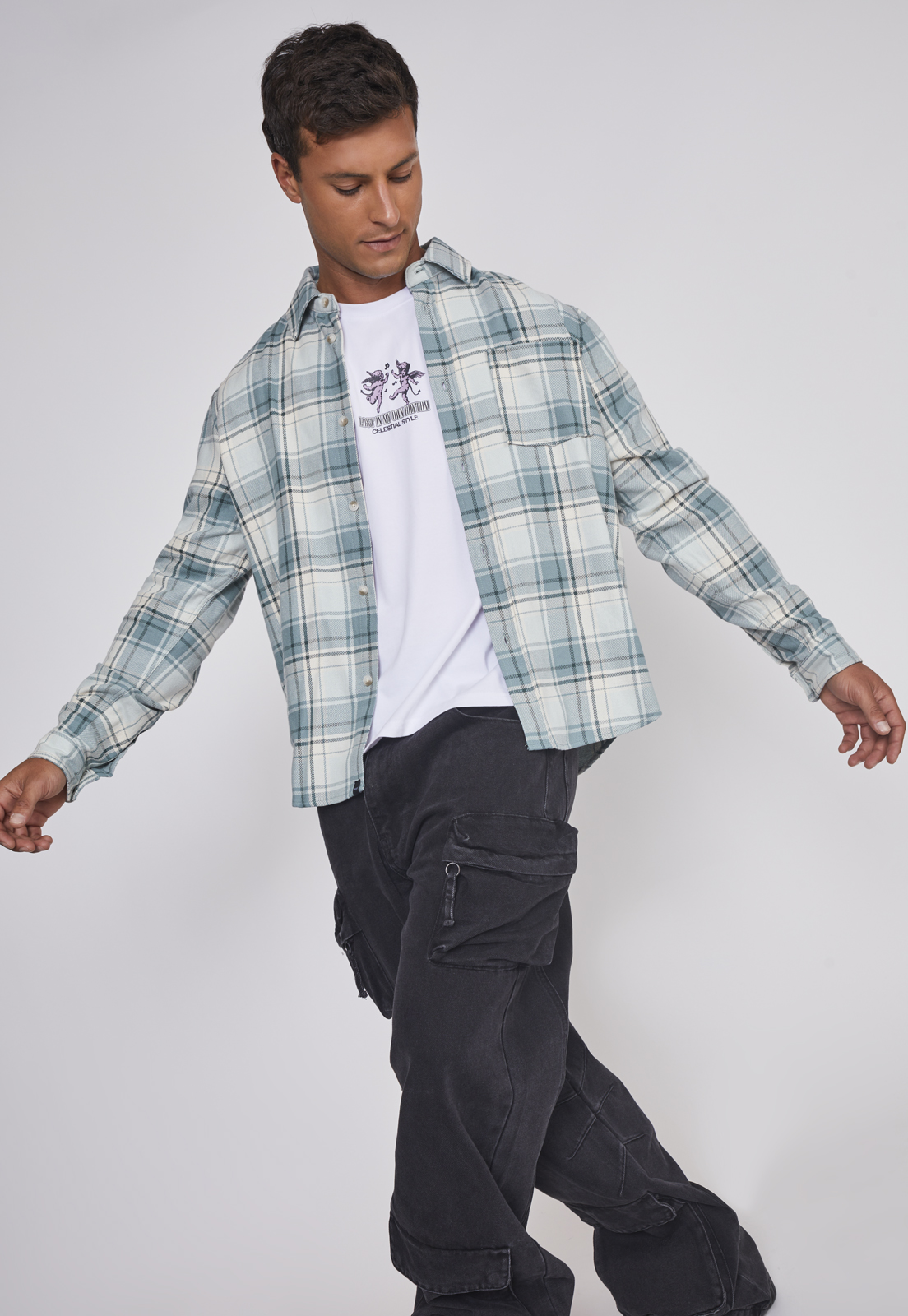 Camisa Hombre Escoces Bolsillo Verde Sioux 5