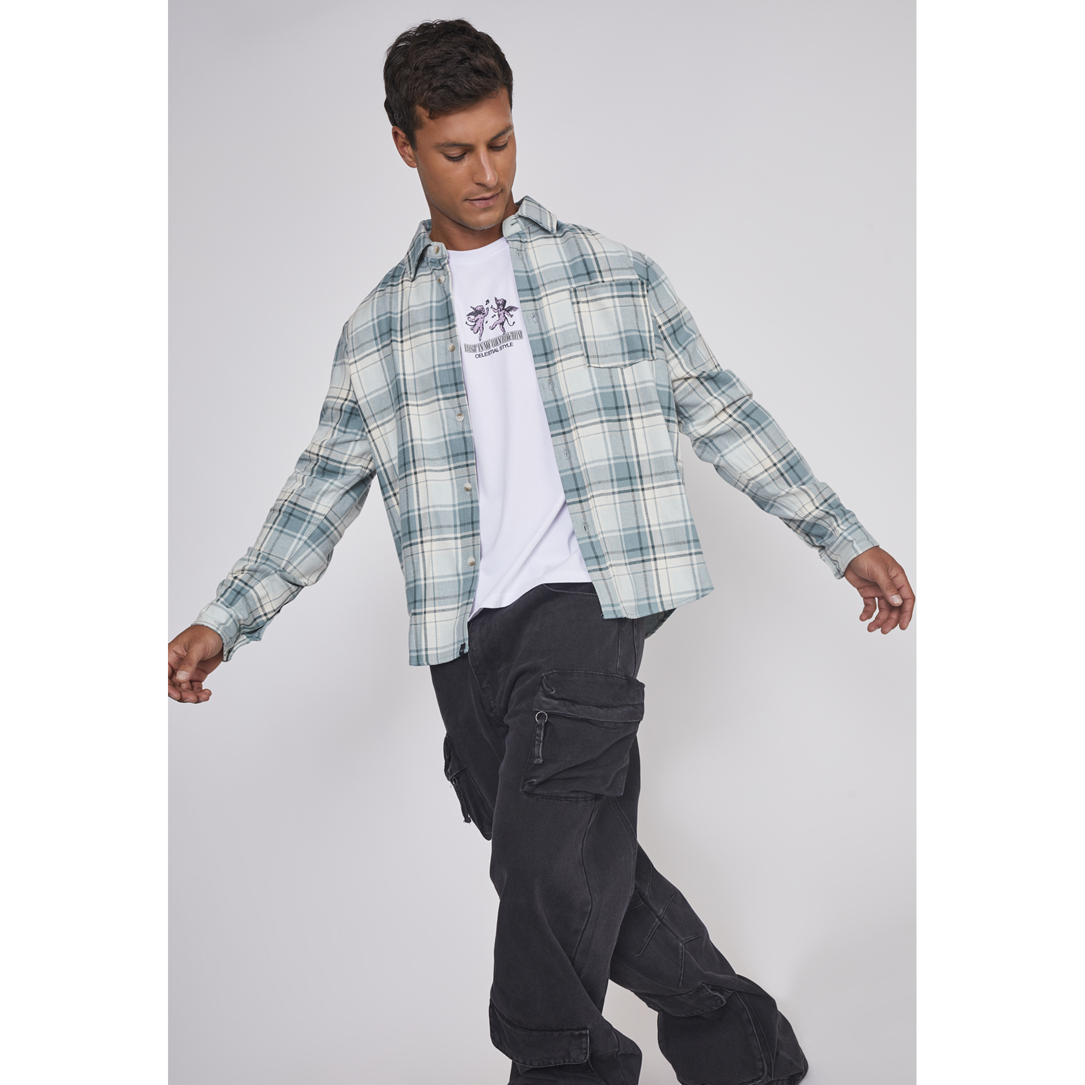 Camisa Hombre Escoces Bolsillo Verde Sioux 5