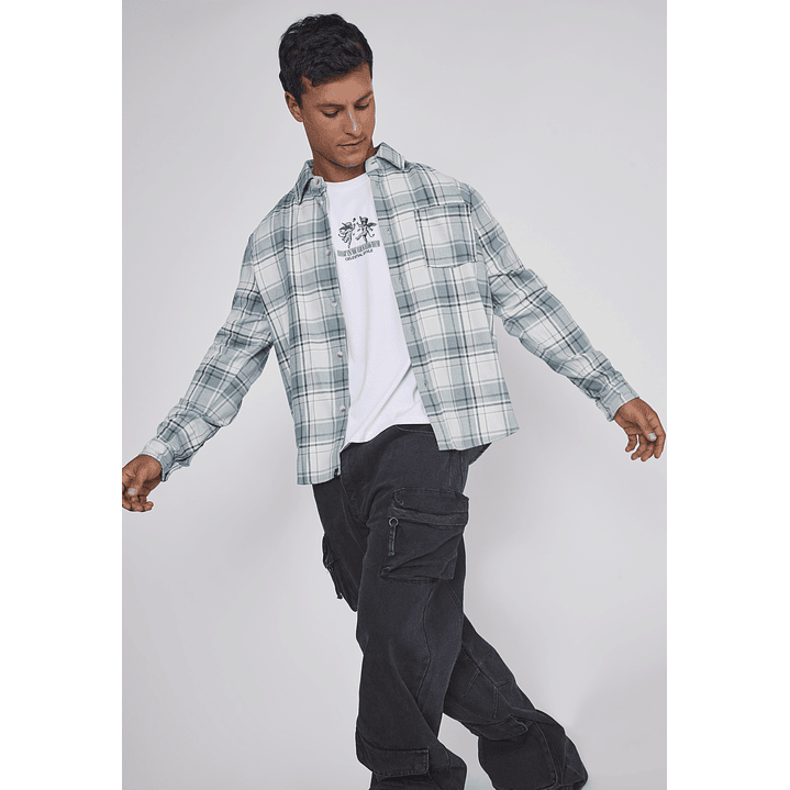 Camisa Hombre Escoces Bolsillo Verde Sioux 5