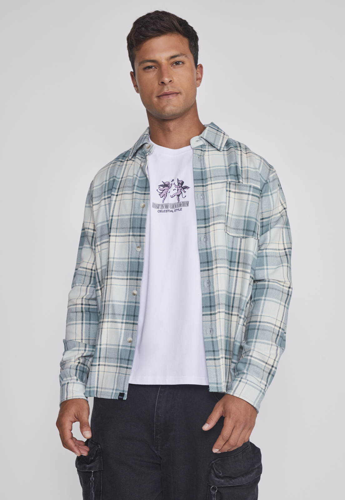 Camisa Hombre Escoces Bolsillo Verde Sioux 1