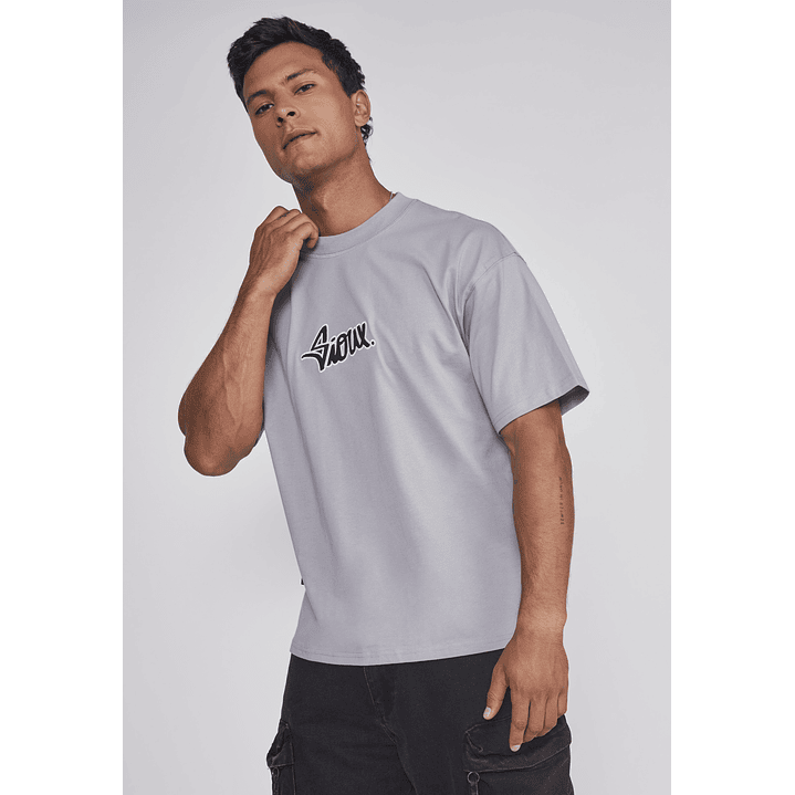 Polera Hombre Bordado Gris Sioux 5