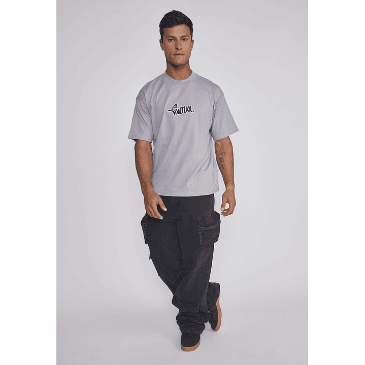 Polera Hombre Bordado Gris Sioux 3