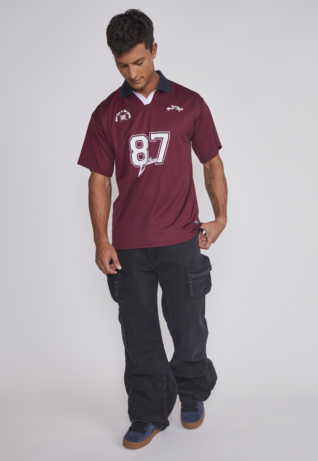 Polera Hombre Fútbol Retro Burdeo Sioux 3