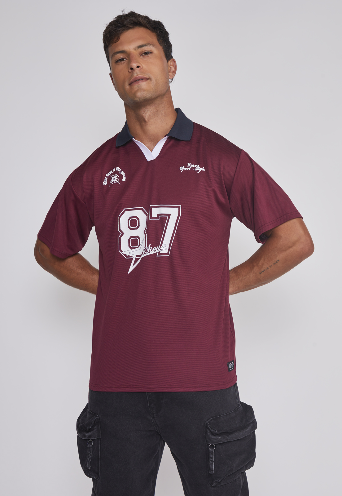 Polera Hombre Fútbol Retro Burdeo Sioux 1