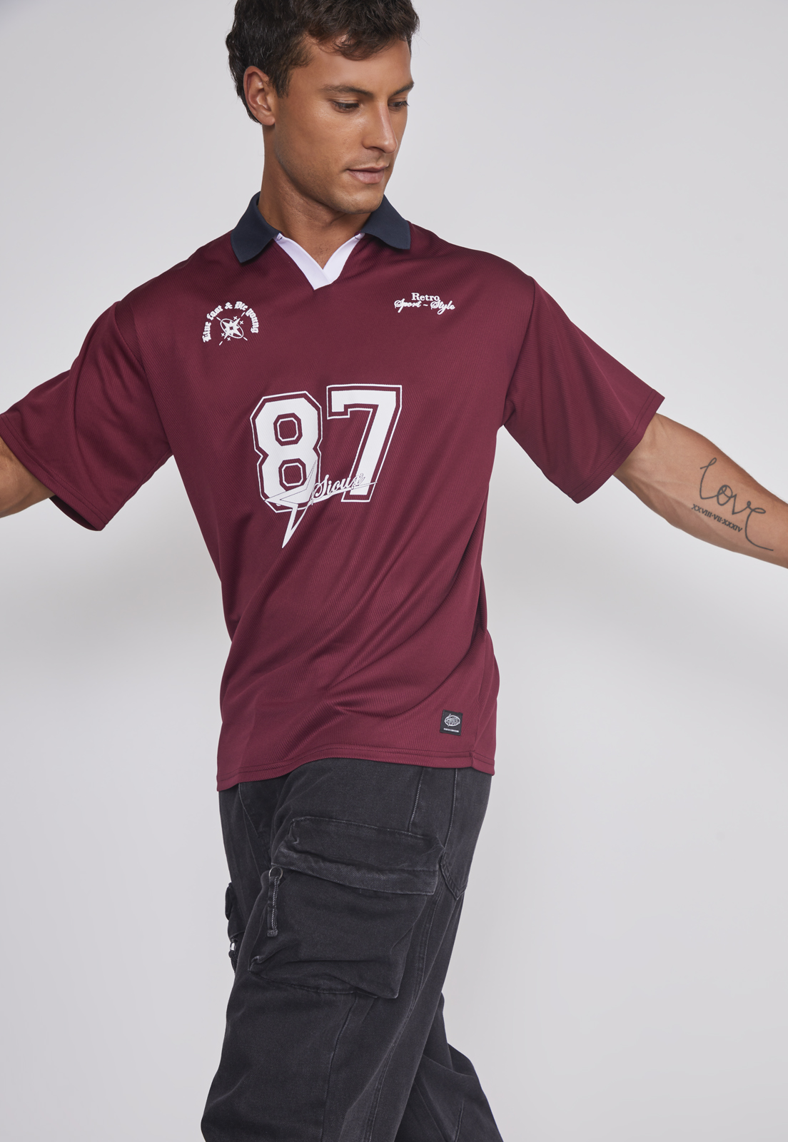 Polera Hombre Fútbol Retro Burdeo Sioux 5