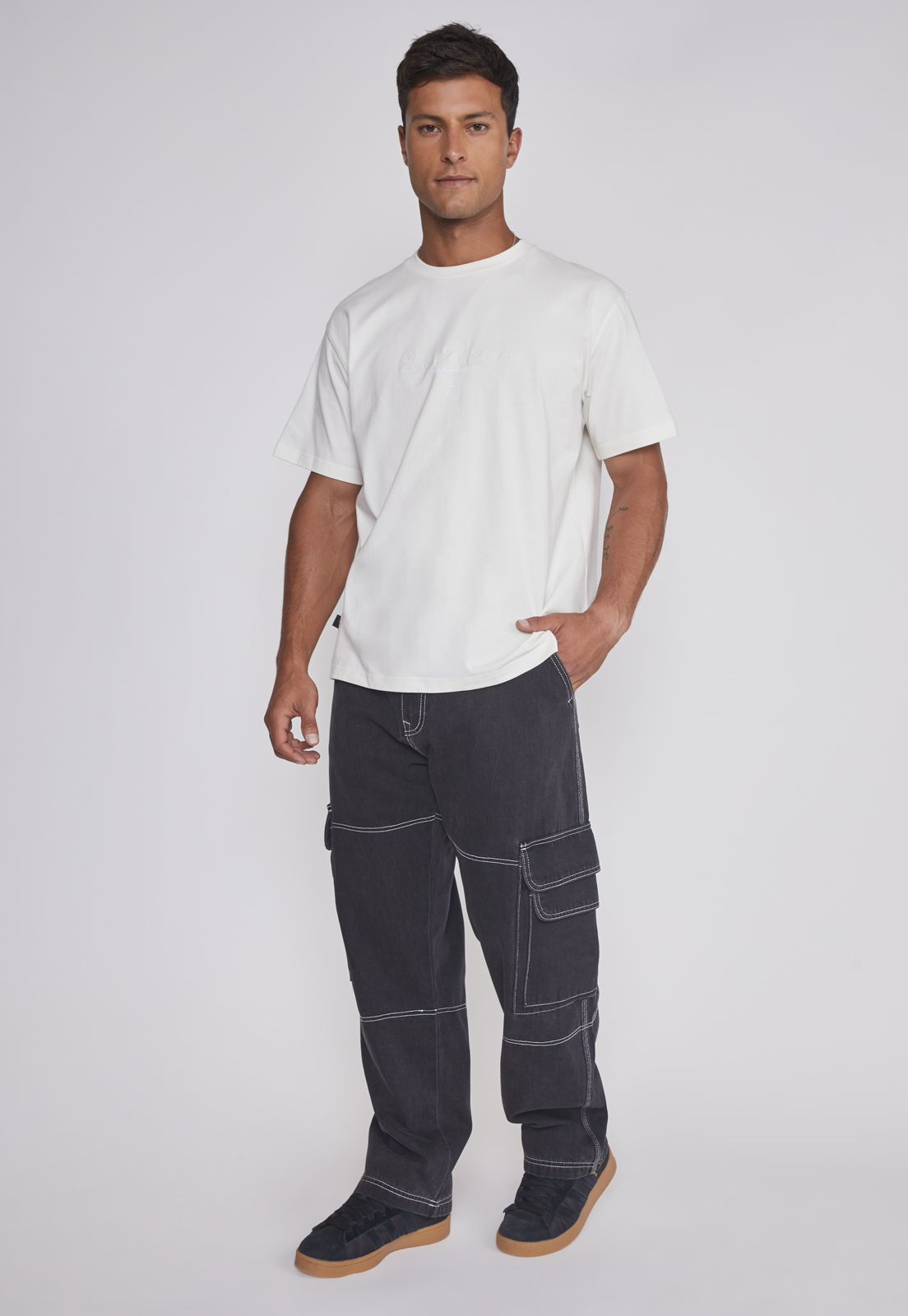Jeans Hombre Cargo Costuras Negro Sioux 3