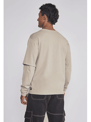 Polera Hombre Bordado Basic Beige Sioux