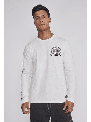 Polera Hombre Estampada Brazos Blanco Sioux