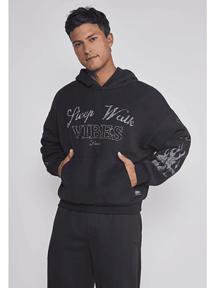 Polerón Hombre Llamas Brazos Negro Sioux