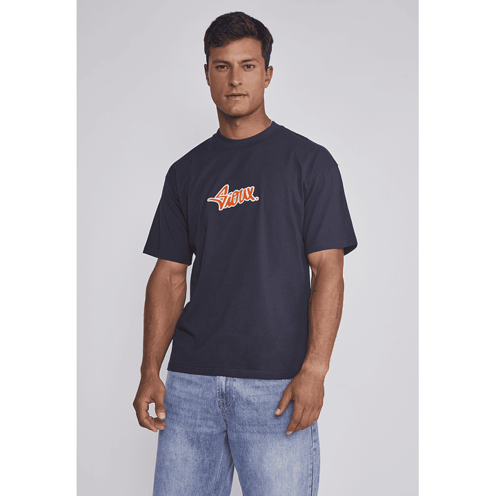 Polera Hombre Bordado Azul Sioux 1