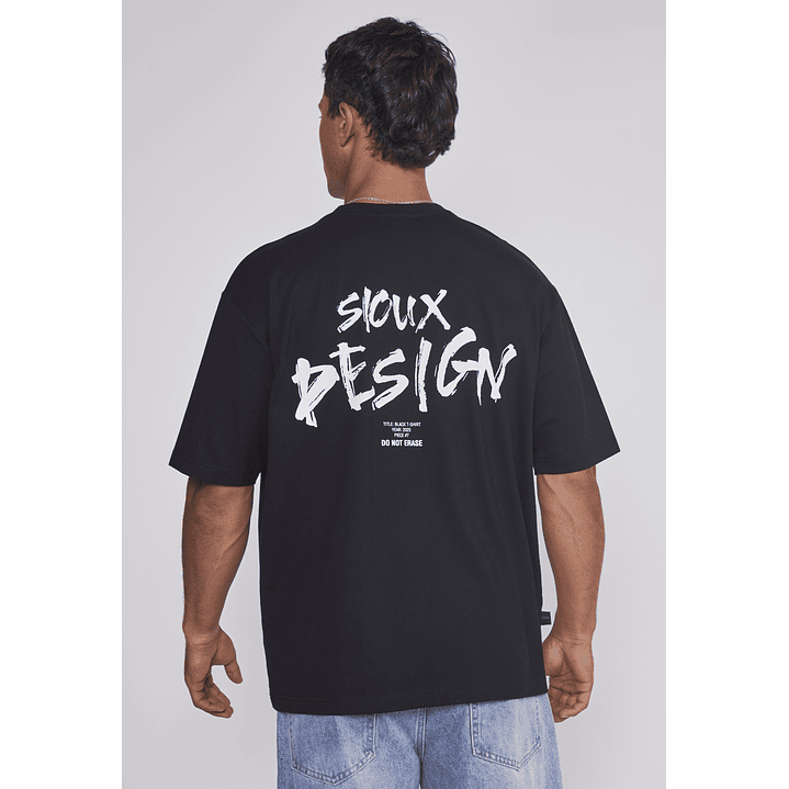 Polera Hombre Relaxed Graffitti Negro Sioux 2