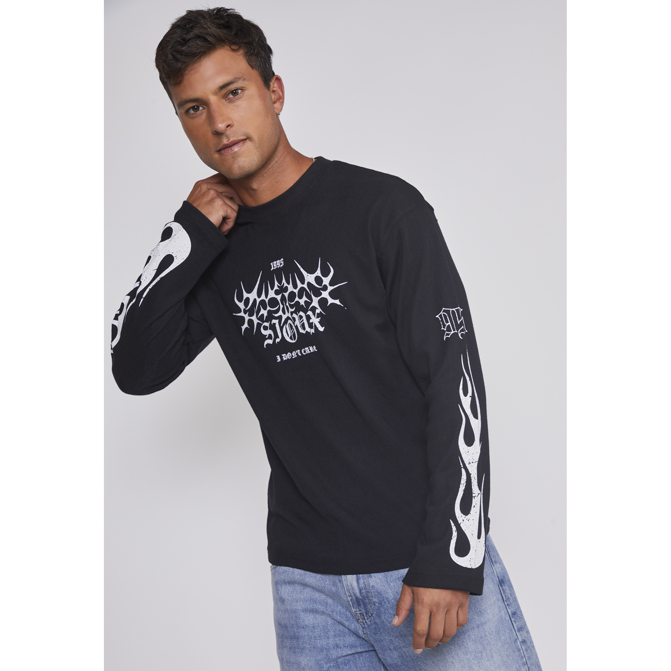 Polera Hombre Llamas Negro Sioux 5