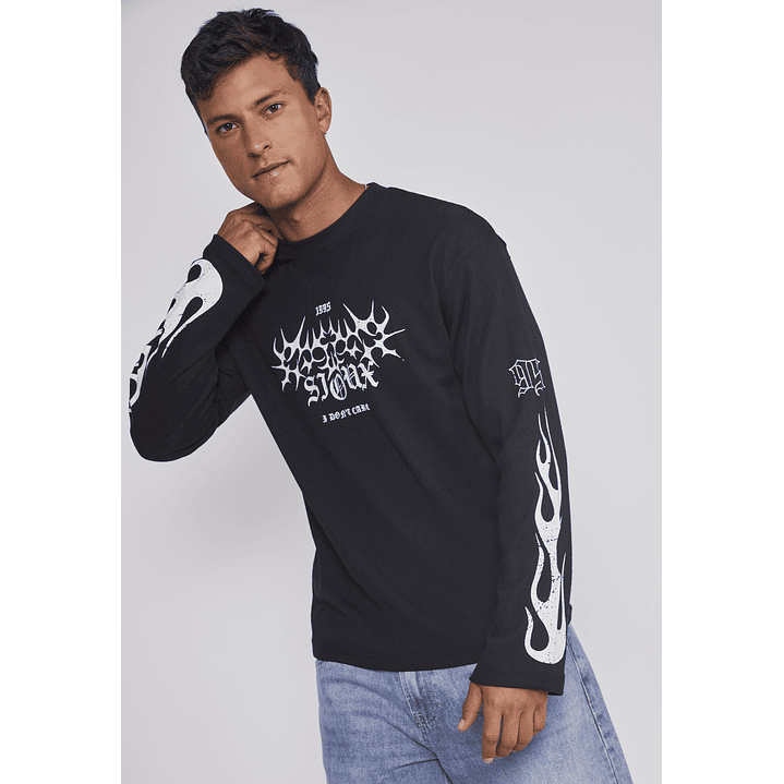Polera Hombre Llamas Negro Sioux 5