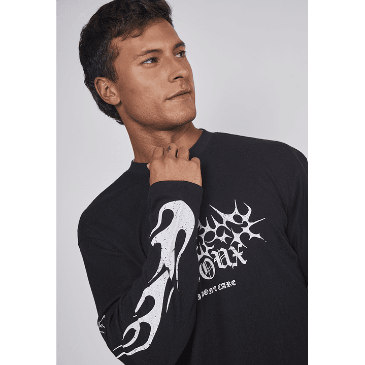 Polera Hombre Llamas Negro Sioux 4