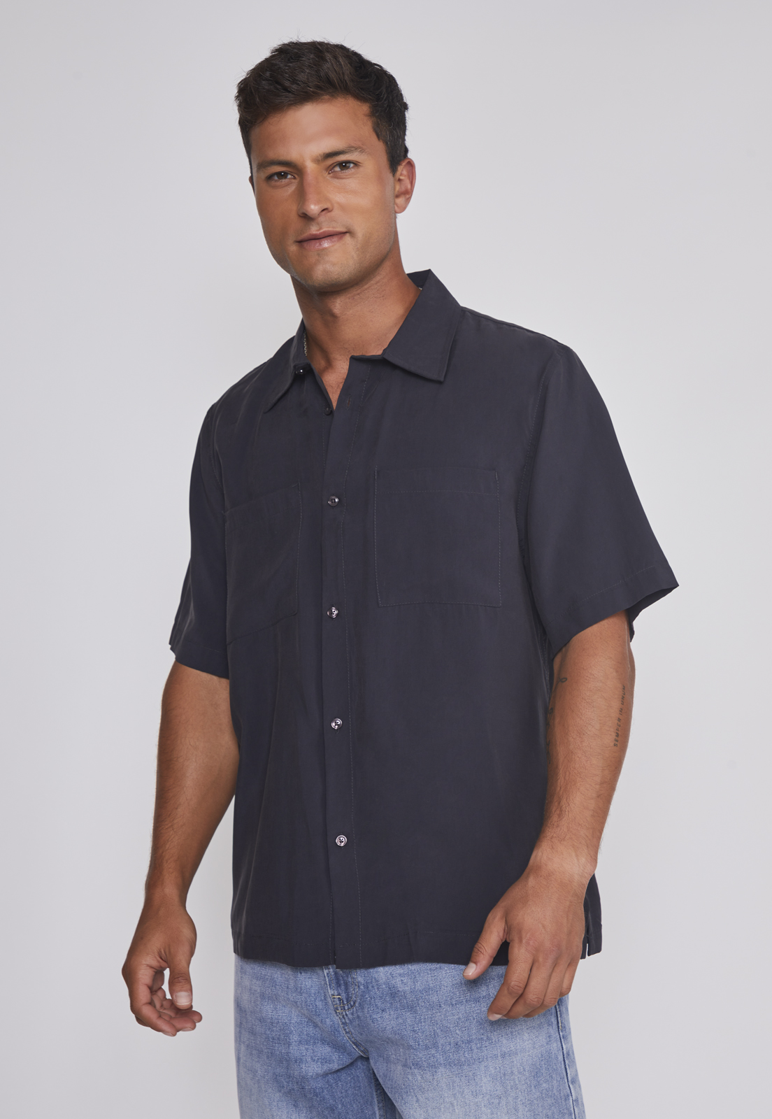 Camisa Hombre Relaxed 2 Bolsillos Negro Sioux 1