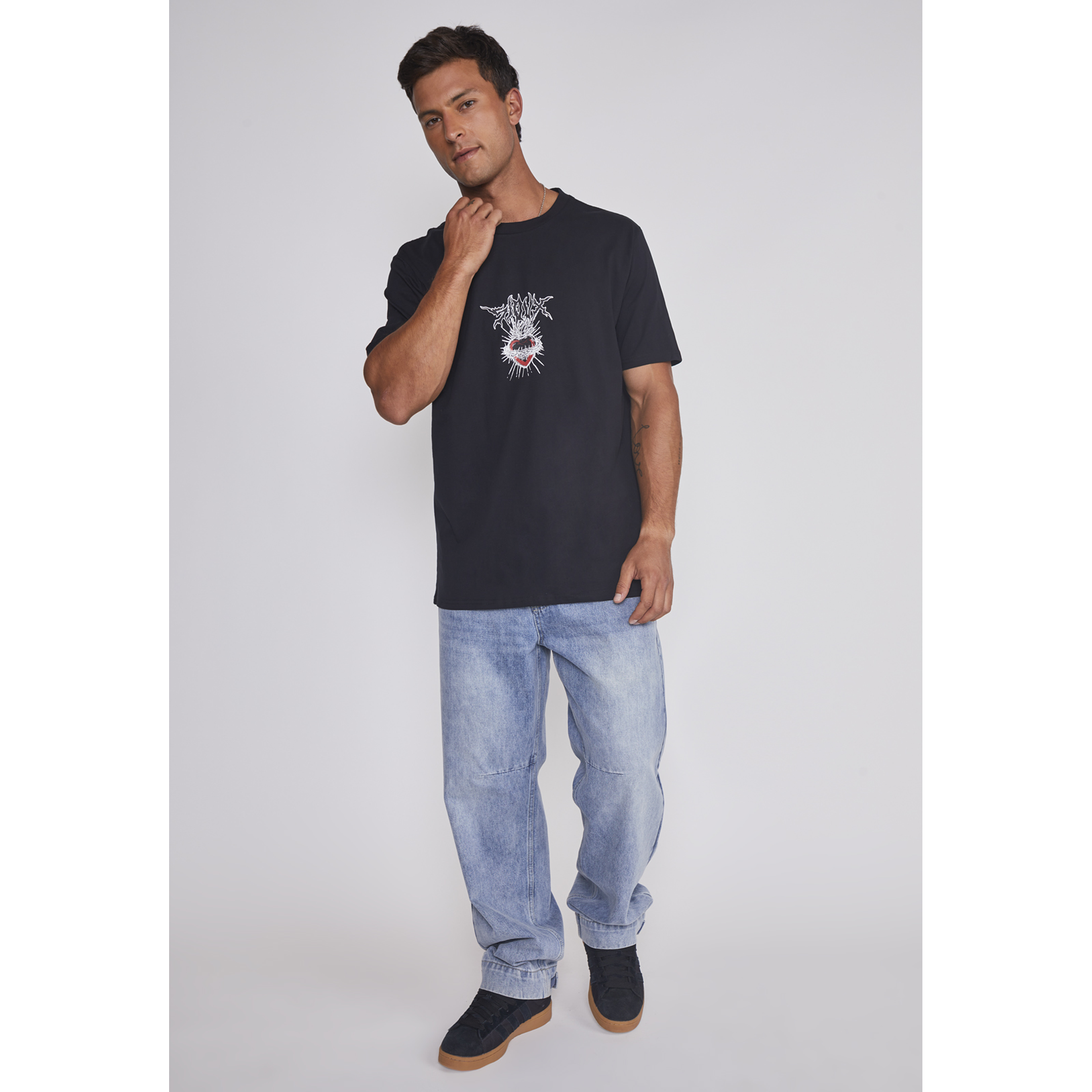 Polera Hombre Corazón Espinas Negro Sioux 3