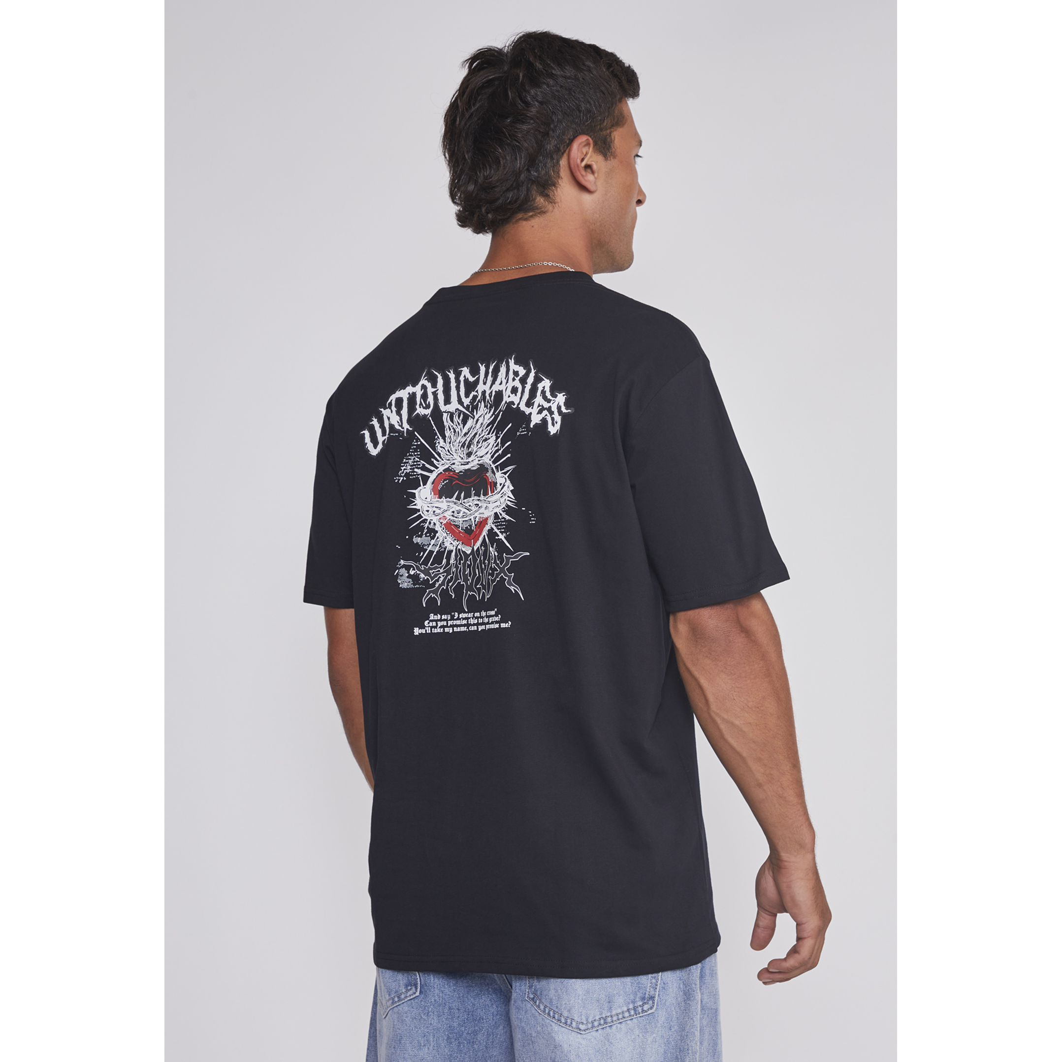 Polera Hombre Corazón Espinas Negro Sioux 2