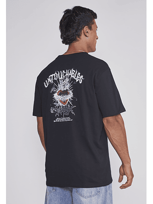 Polera Hombre Corazón Espinas Negro Sioux