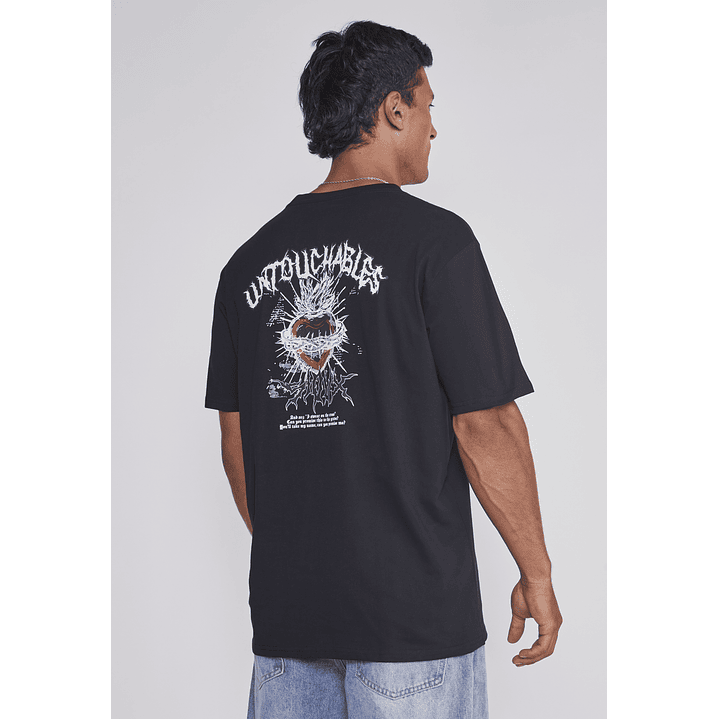 Polera Hombre Corazón Espinas Negro Sioux 2