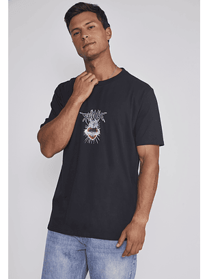 Polera Hombre Corazón Espinas Negro Sioux