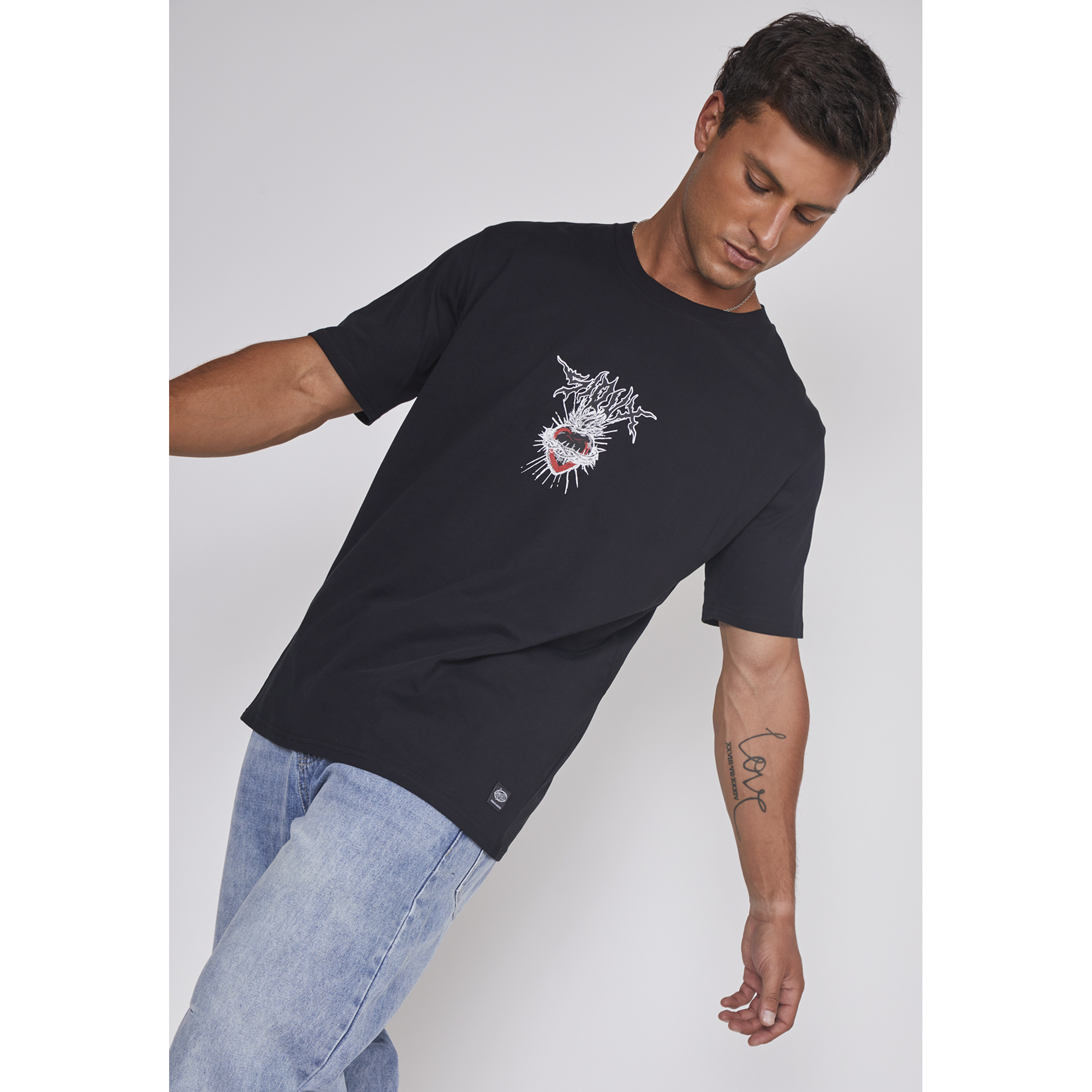 Polera Hombre Corazón Espinas Negro Sioux 5