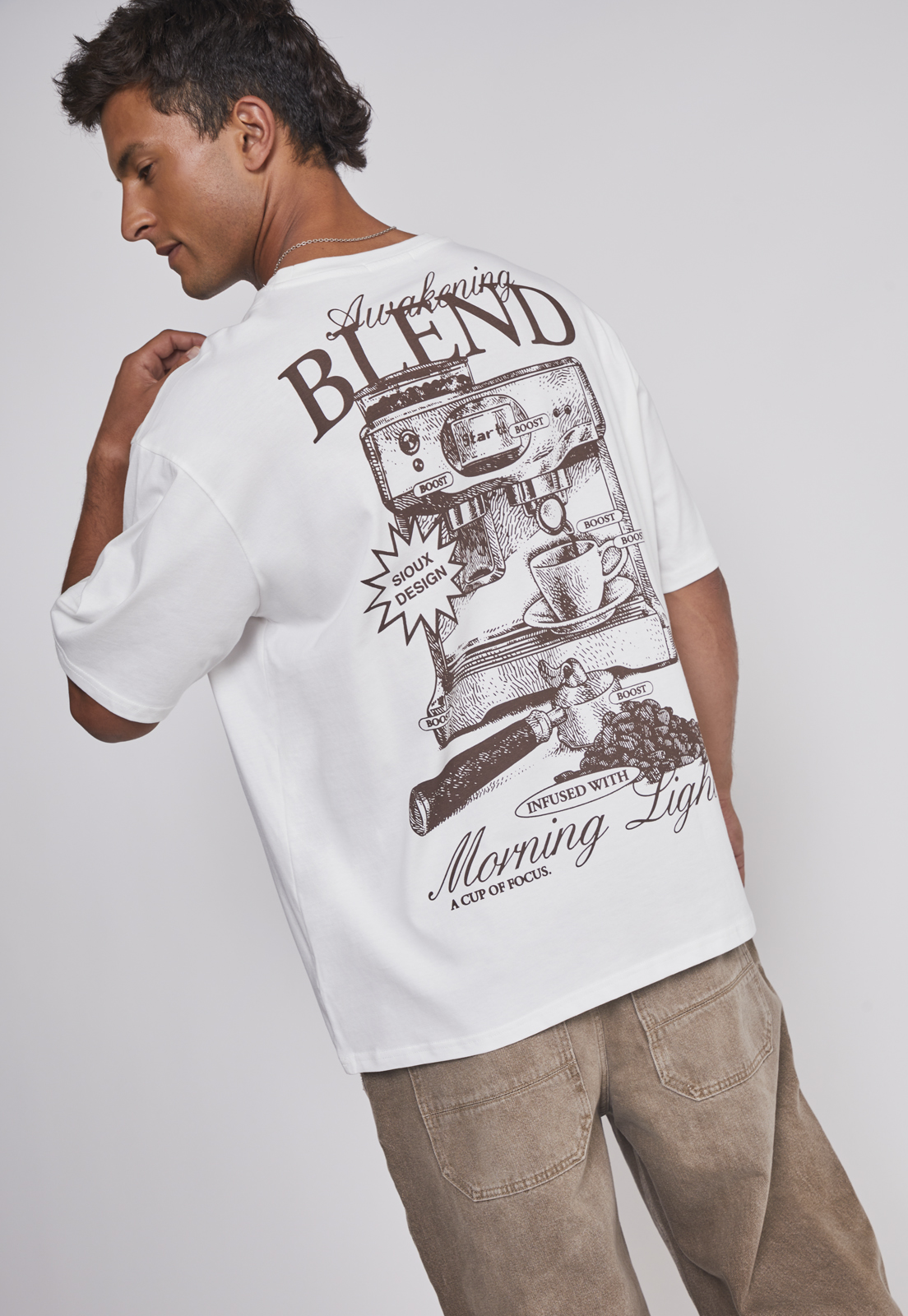 Polera Hombre Cafetera Blanco Sioux 5