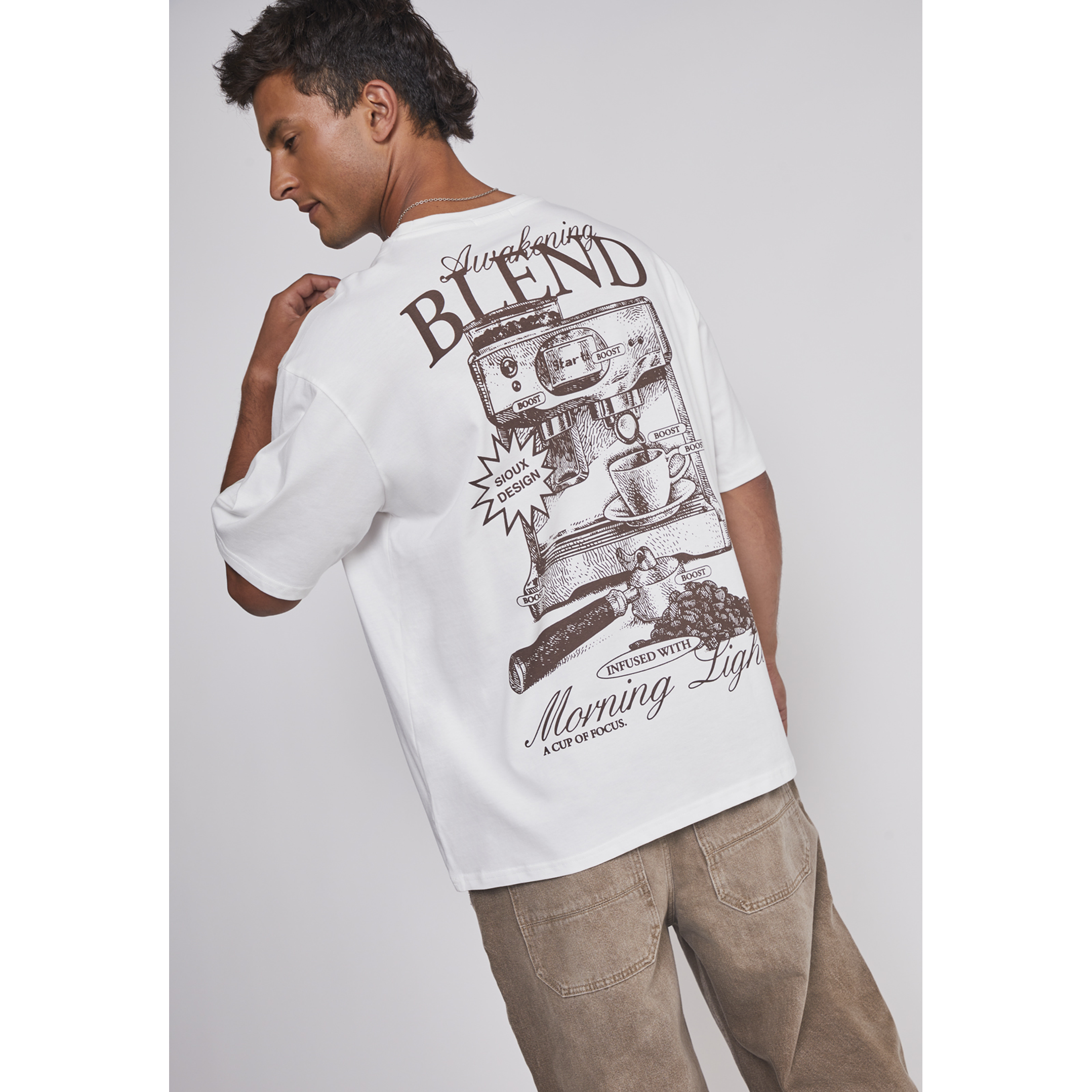 Polera Hombre Cafetera Blanco Sioux 5