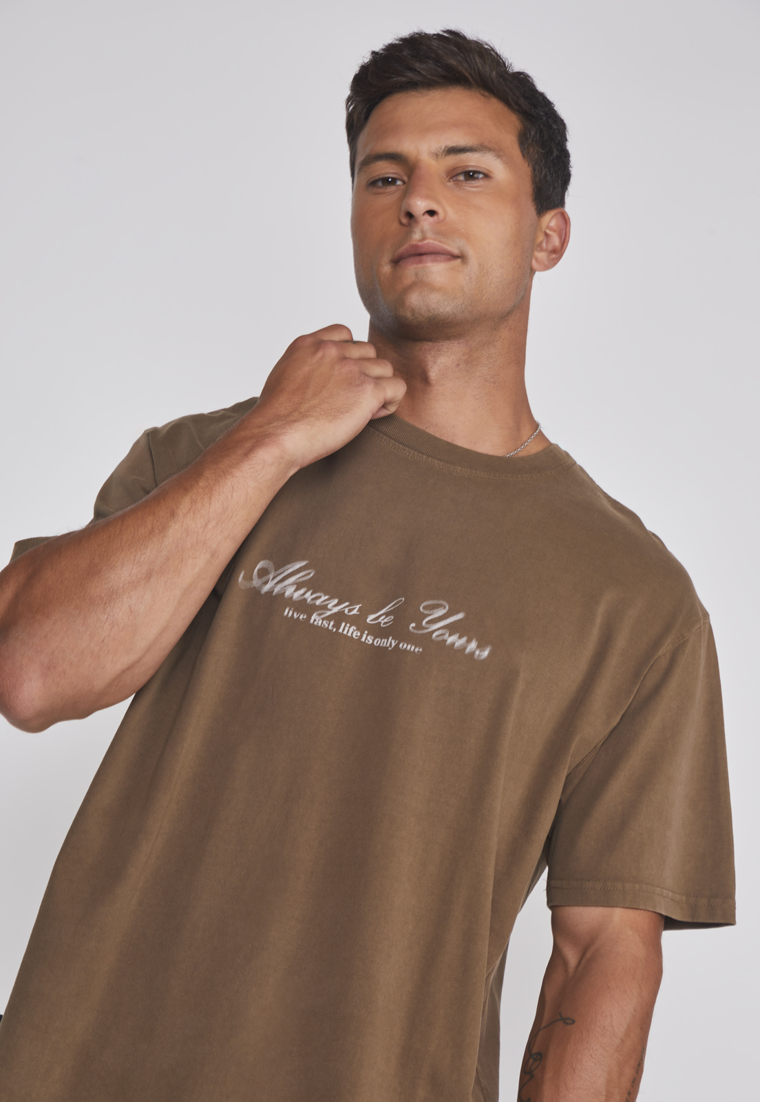 Polera Hombre Lavada Proceso Café Sioux 4