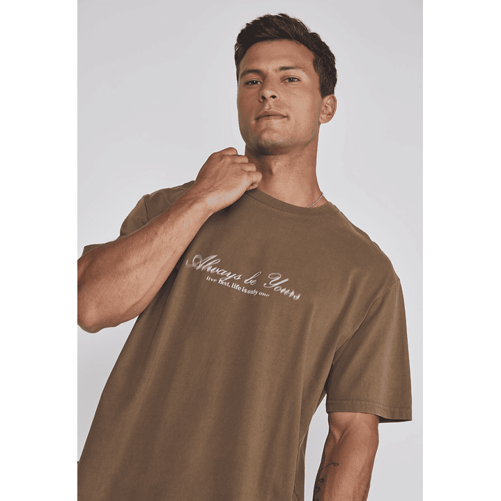 Polera Hombre Lavada Proceso Café Sioux 4